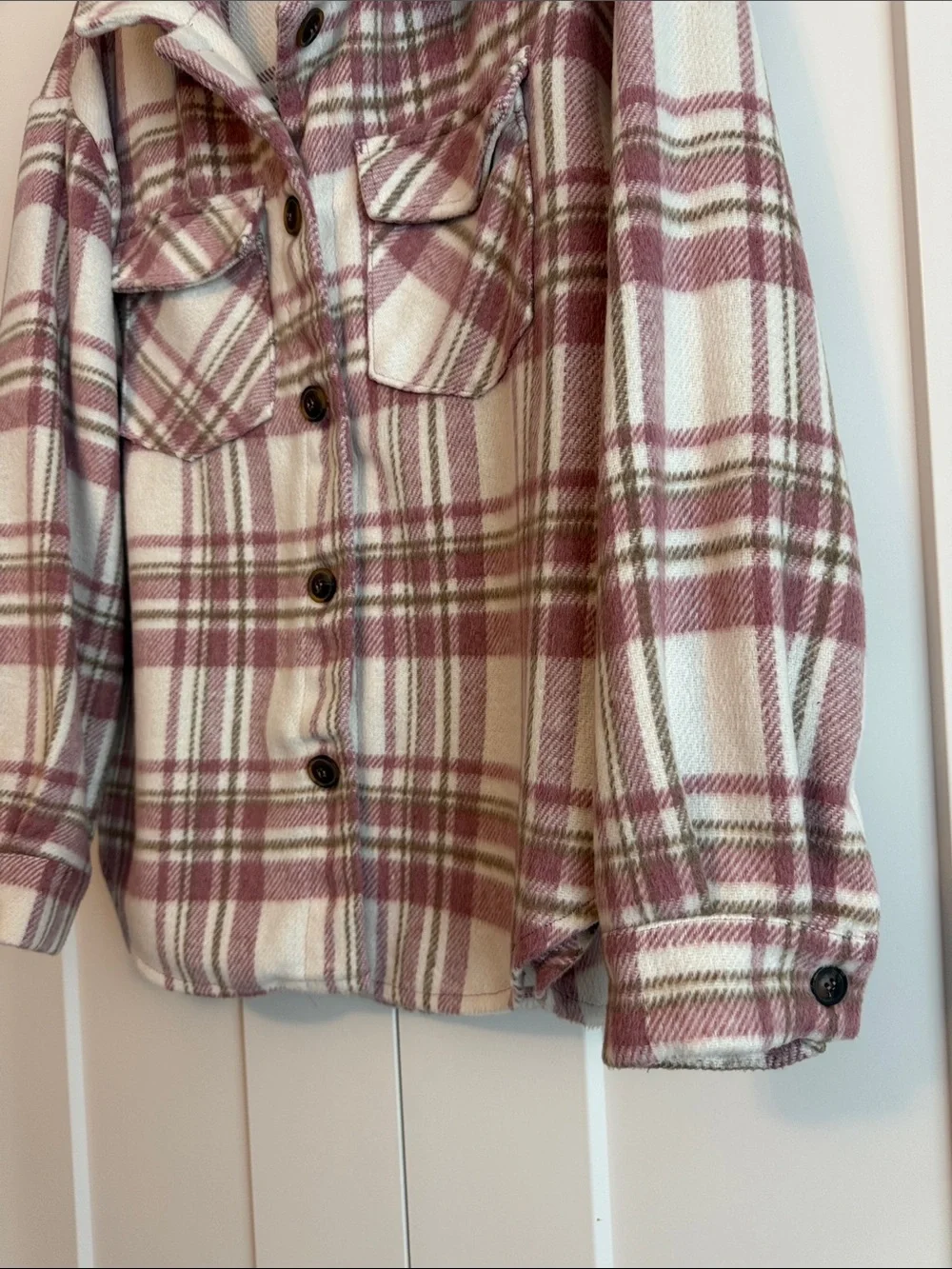 Love Tree Flannel Plaid Button-Front Shacket